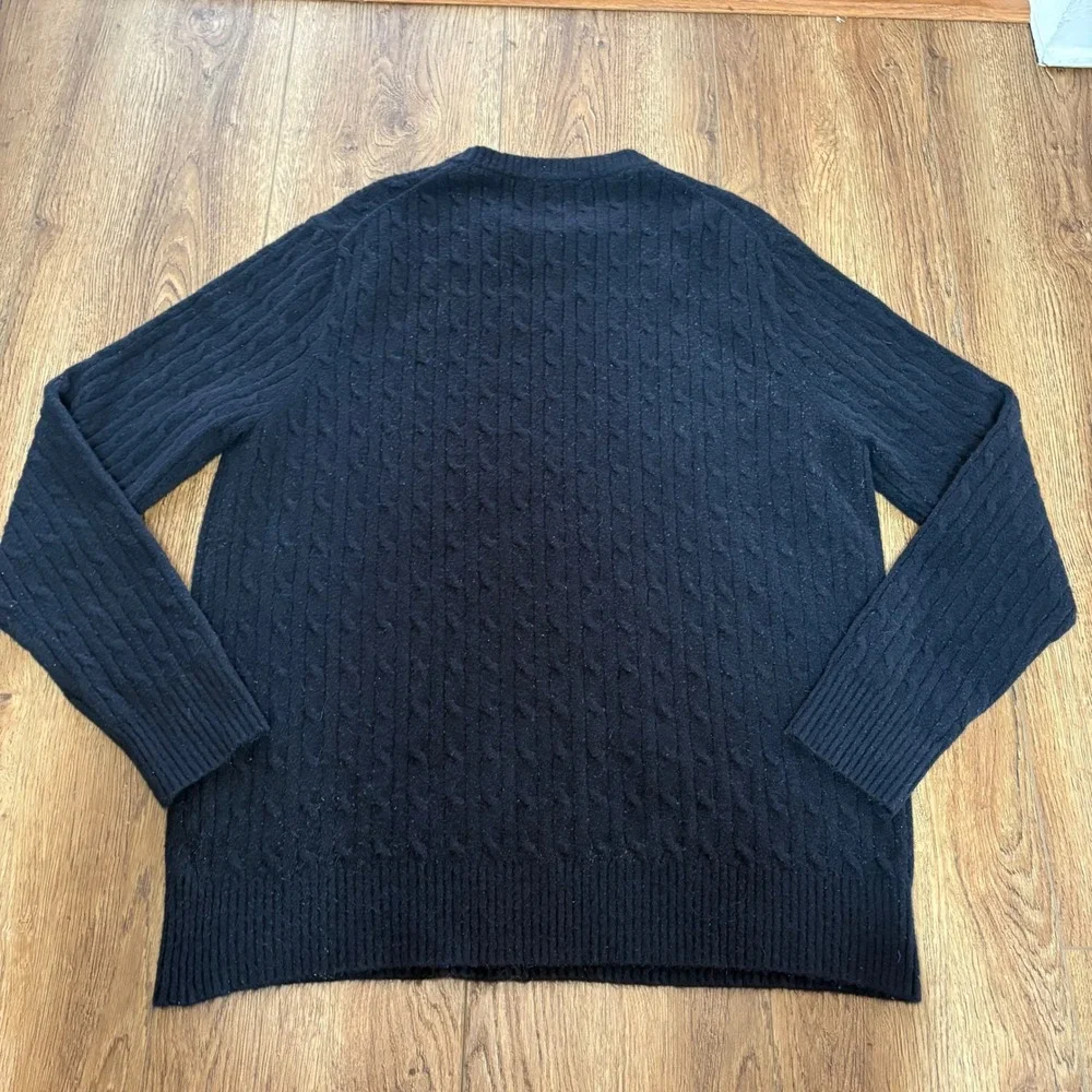 J.Crew Extra Soft Cable Knit Sweater Mens XL Black Crewneck Wool‎ Blend Pullover